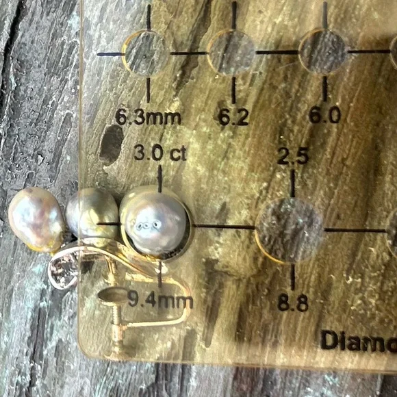 Vintage silver 925 mid century Japan 3 high luster Gray baroque Pearls Earrings